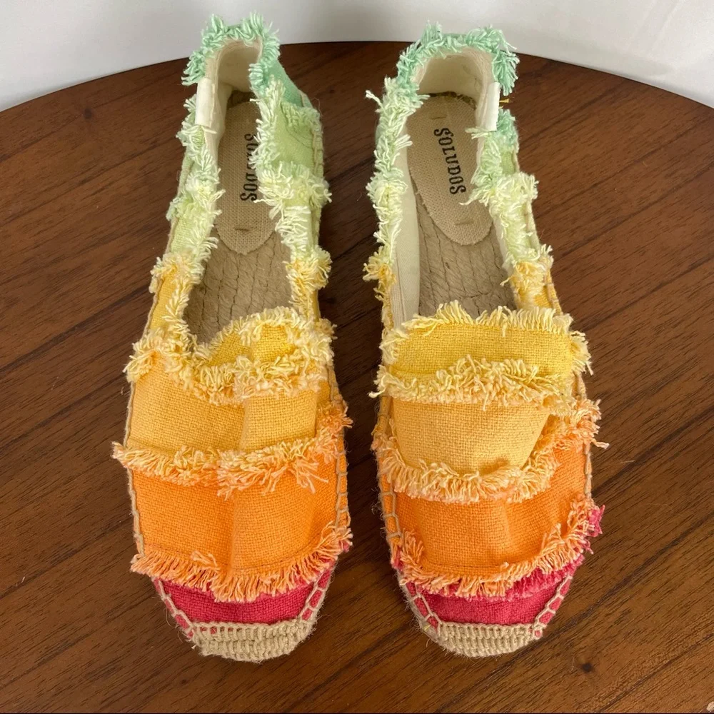 Summery Anthropologie/Soludos Ombre Smoking Slippers Sherbert Multicolor, 7.5